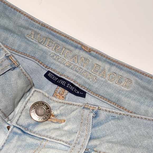 Pastel Blue Jean Shorts Ripped Size 0 - American Eagle Outfitters - Picture 4 of 5